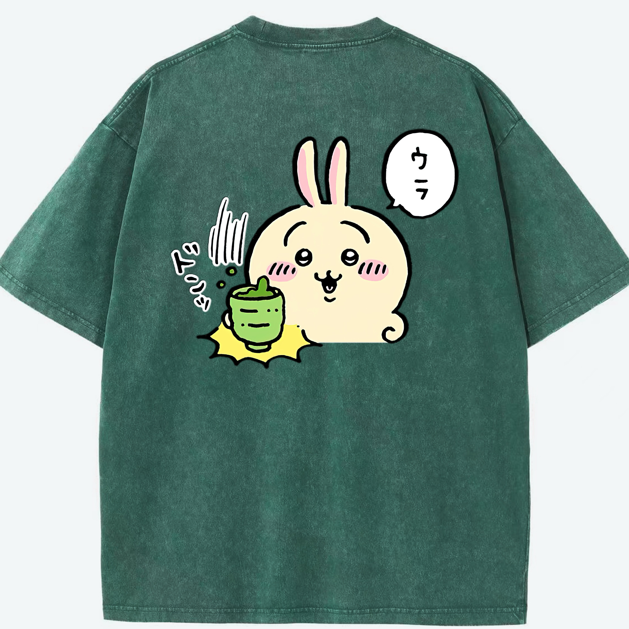 （画像用） ちいかわ うさぎ Chii-kawa usagi 綿100% ヴィンテージ風 半袖Tシャツ（背面プリント）